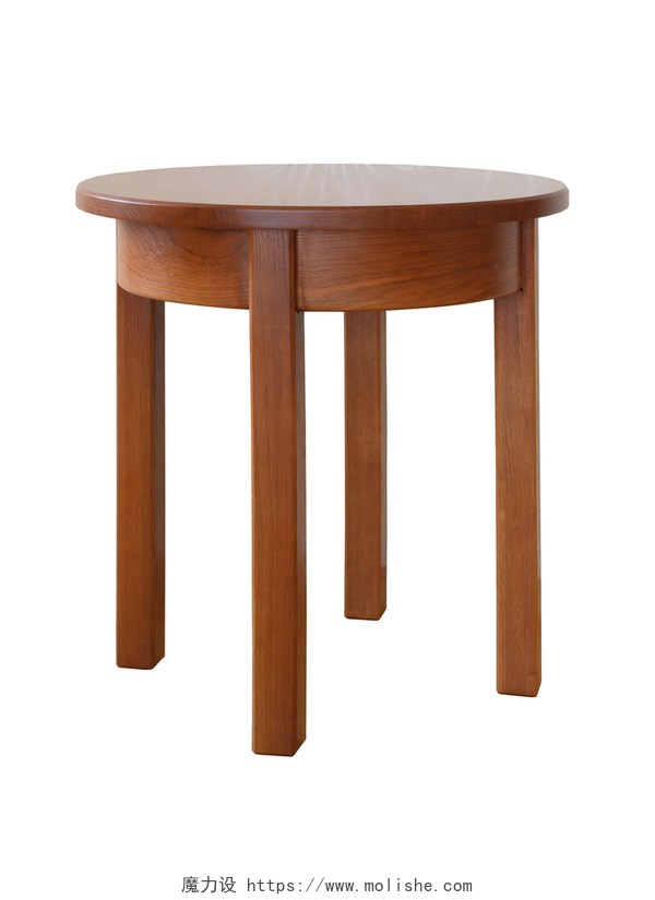 白色背景一个复古的木制凳子木制桌子